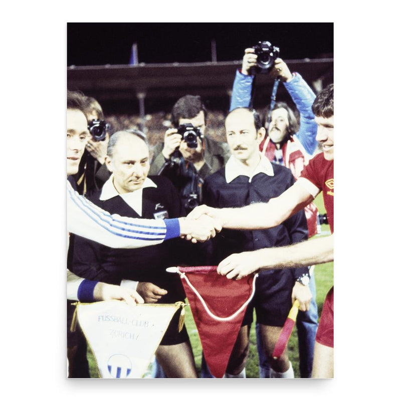 Emlyn Hughes poster print, in size 18x24 inches.