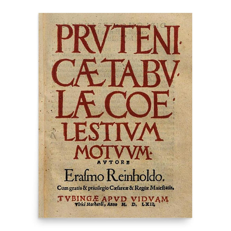 Erasmus Reinhold poster print, in size 18x24 inches.