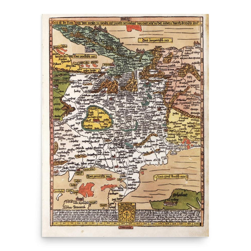 Erhard Etzlaub poster print, in size 18x24 inches.