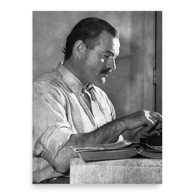 Ernest Hemingway poster print, in size 18x24 inches.