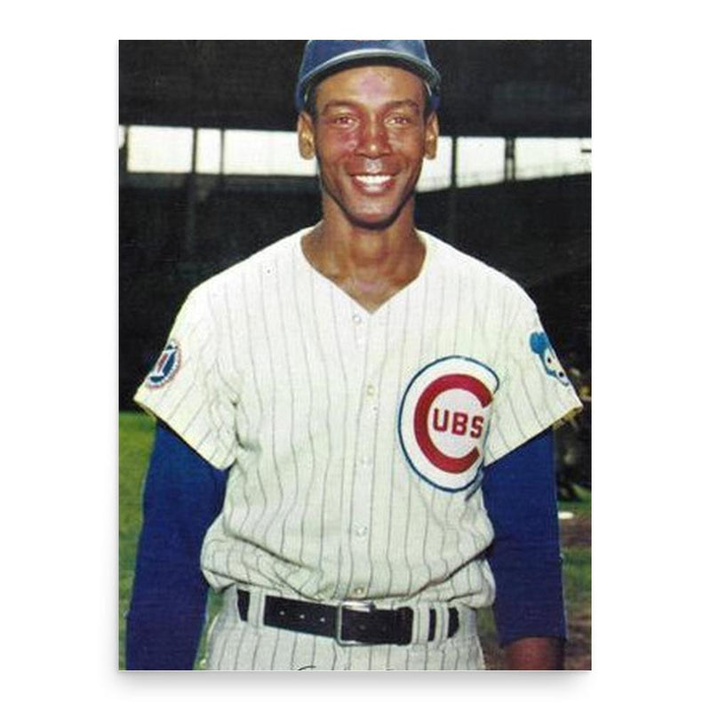 Ernie Banks poster print, in size 18x24 inches.