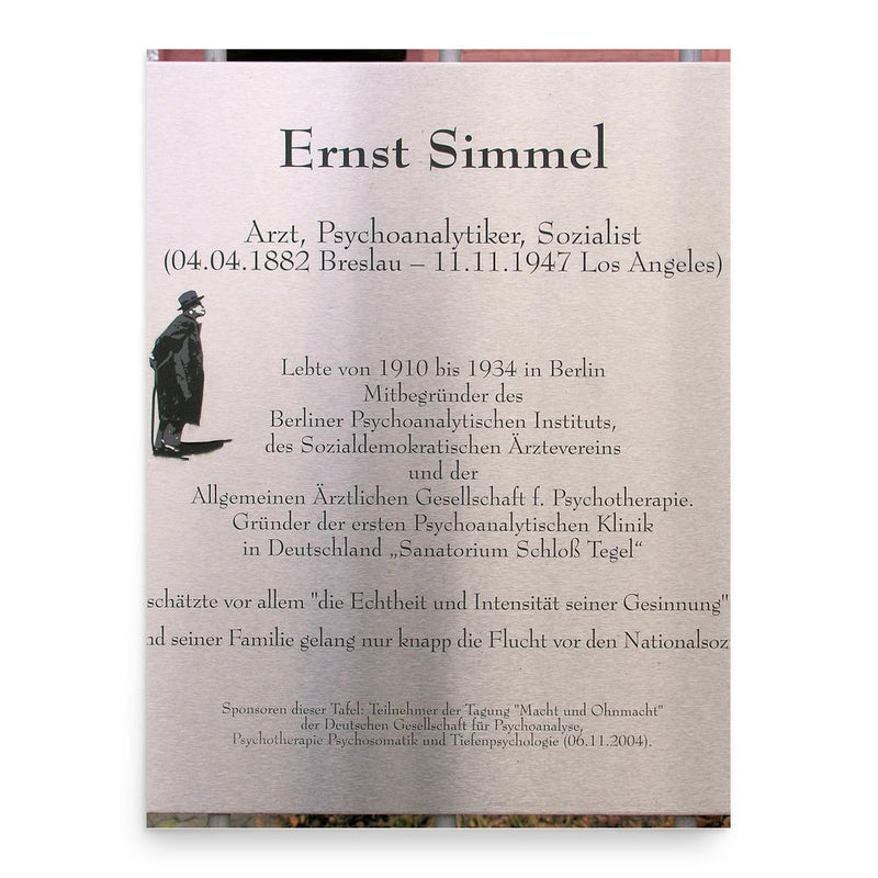 Ernst Simmel poster print, in size 18x24 inches.