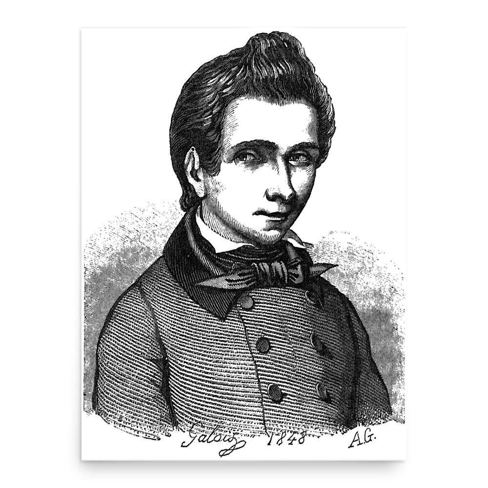 Evariste Galois poster print, in size 18x24 inches.
