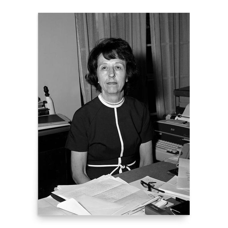 Evelyn Lincoln poster print, in size 18x24 inches.