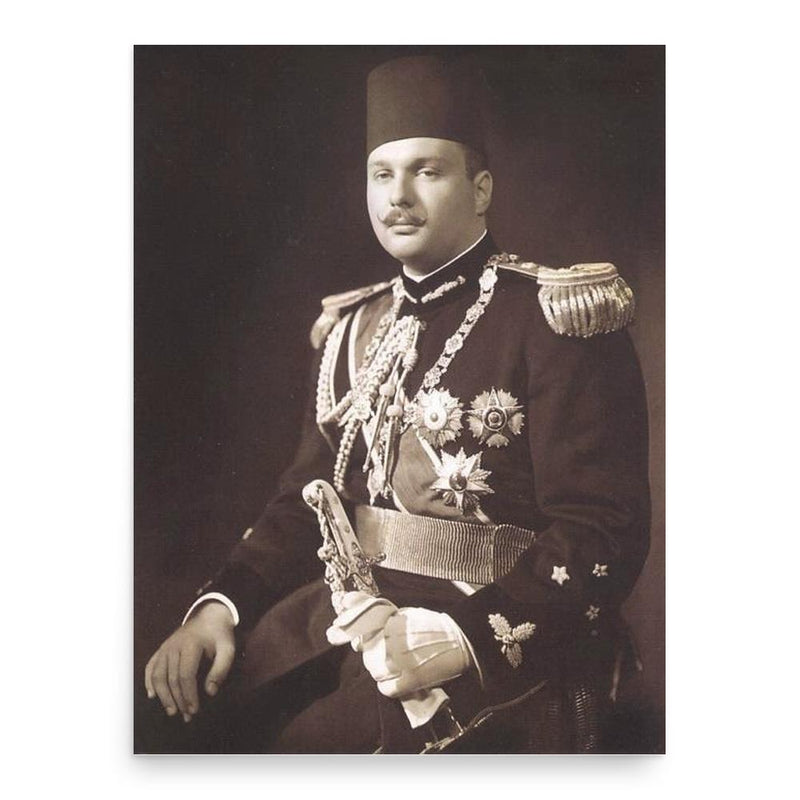 Farouk of Egypt poster print, in size 18x24 inches.