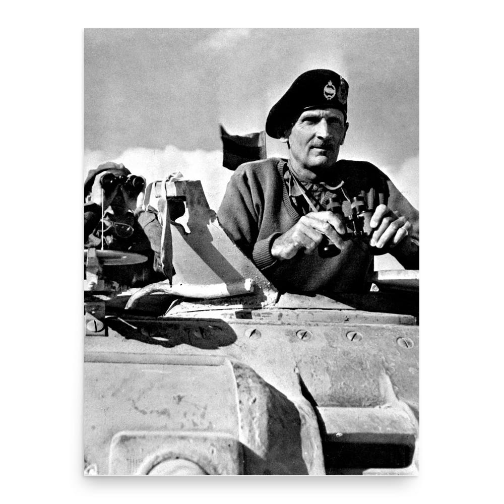 Field Marshal Bernard Montgomery poster print, in size 18x24 inches.