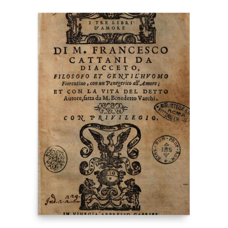 Francesco Cattani da Diacceto poster print, in size 18x24 inches.