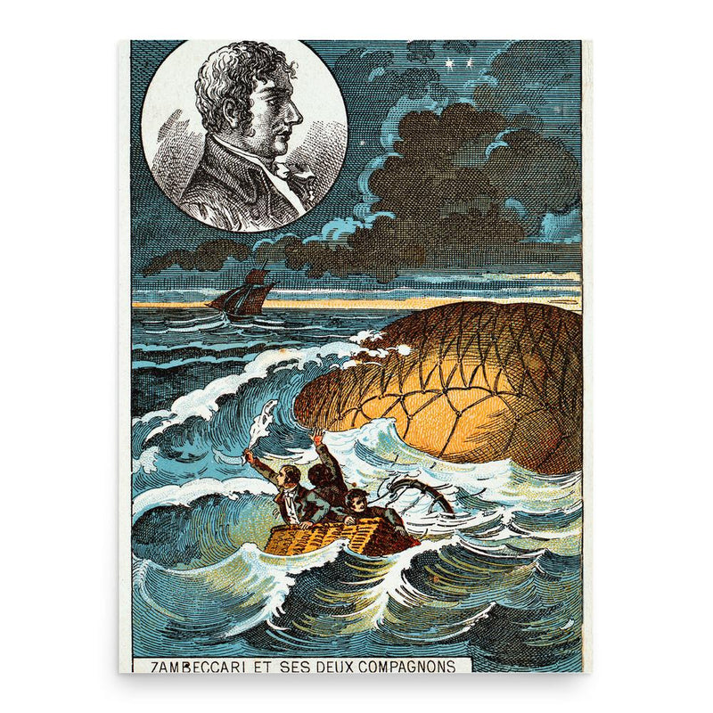 Francesco Zambeccari poster print, in size 18x24 inches.