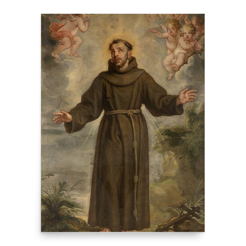Francis of Assisi poster print, in size 18x24 inches.