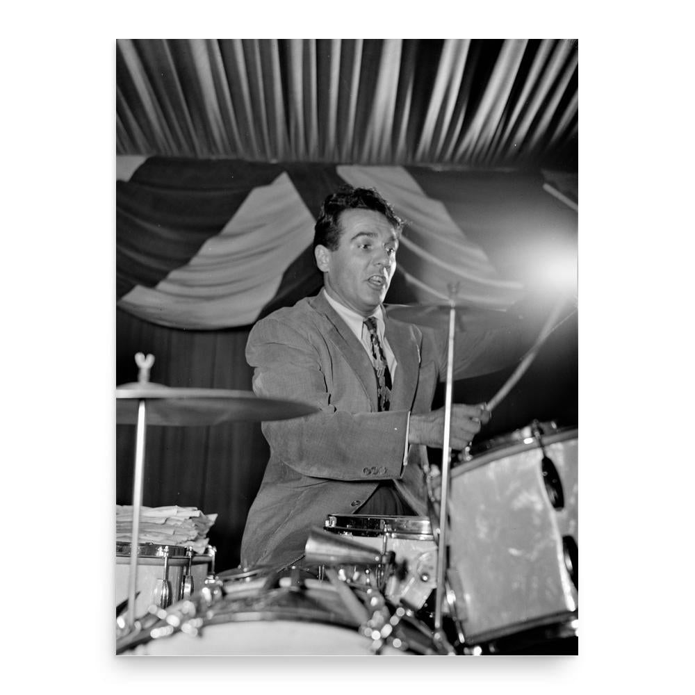 Gene Krupa poster print, in size 18x24 inches.