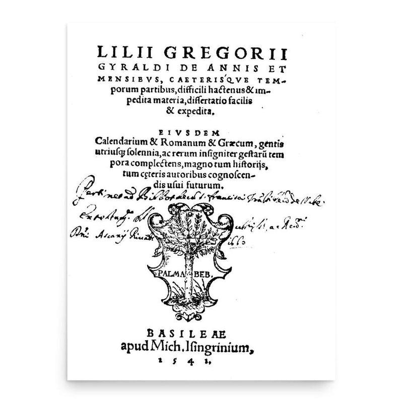 Giglio Gregorio Giraldi poster print, in size 18x24 inches.