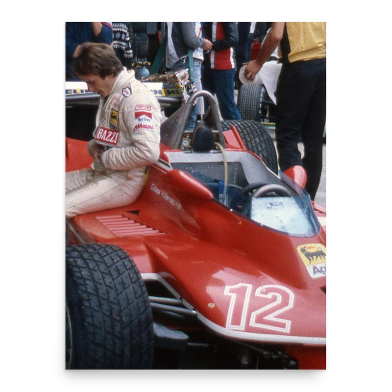 Gilles Villeneuve poster print, in size 18x24 inches.