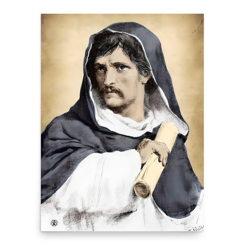 Giordano Bruno poster print, in size 18x24 inches.