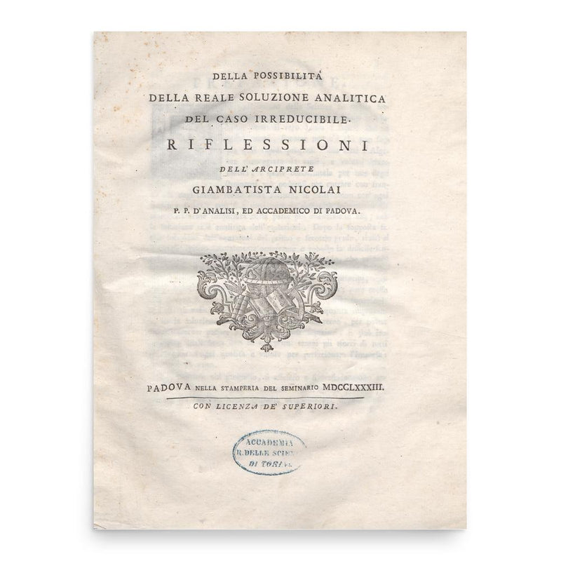 Giovanni Battista Nicolai poster print, in size 18x24 inches.