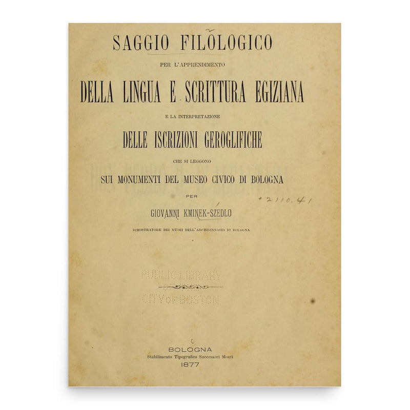 Giovanni Kminek-Szedlo poster print, in size 18x24 inches.