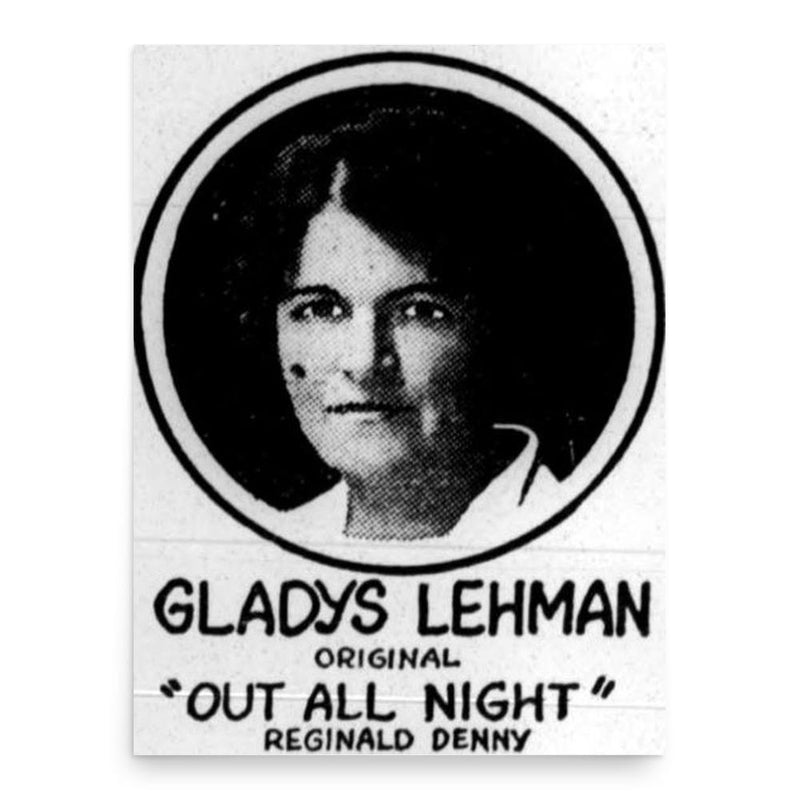 Gladys Lehman poster print, in size 18x24 inches.