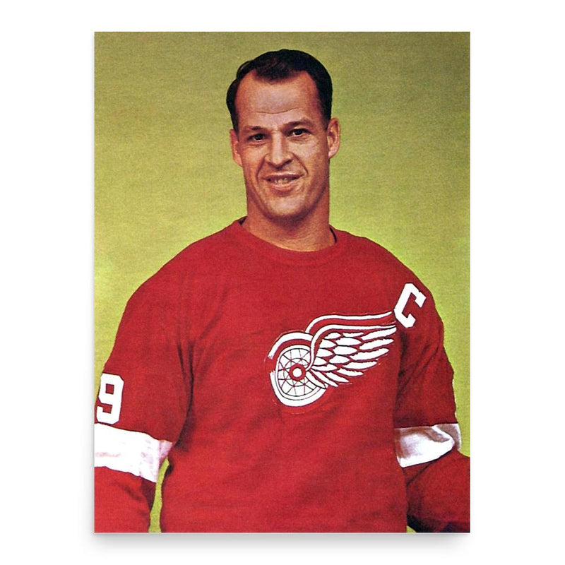 Gordie Howe poster print, in size 18x24 inches.