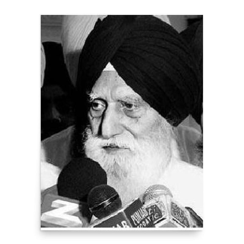 Gurcharan Singh Tohra poster print, in size 18x24 inches.