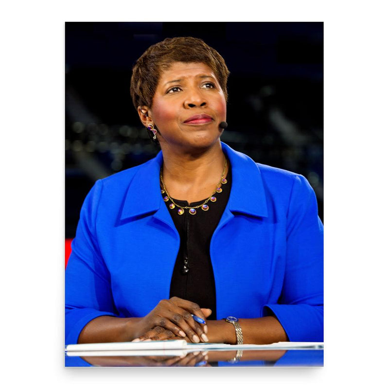 Gwen Ifill poster print, in size 18x24 inches.