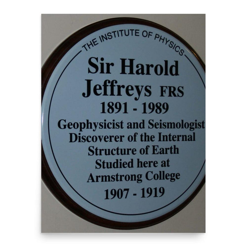 Harold Jeffreys poster print, in size 18x24 inches.