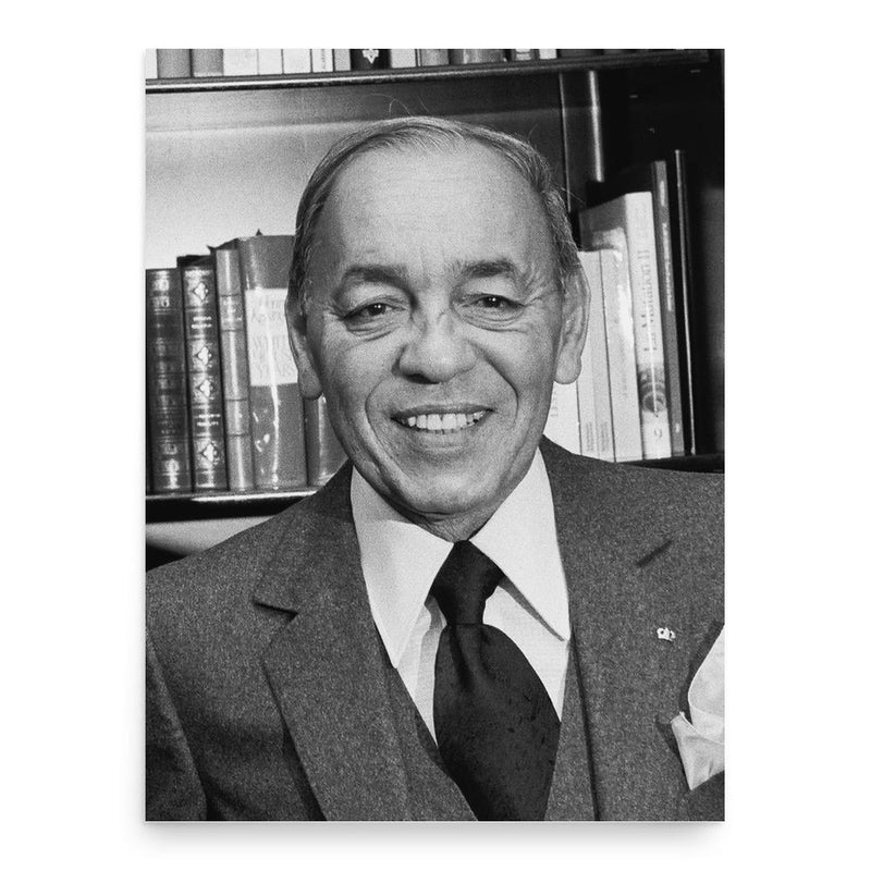 Hassan II of Morocco poster print, in size 18x24 inches.