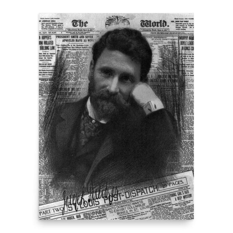 Joseph Pulitzer poster print, in size 18x24 inches.