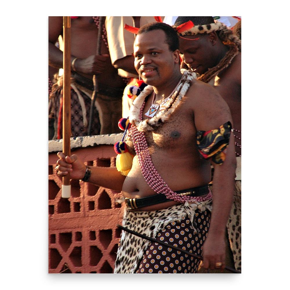 King Mswati III poster print, in size 18x24 inches.