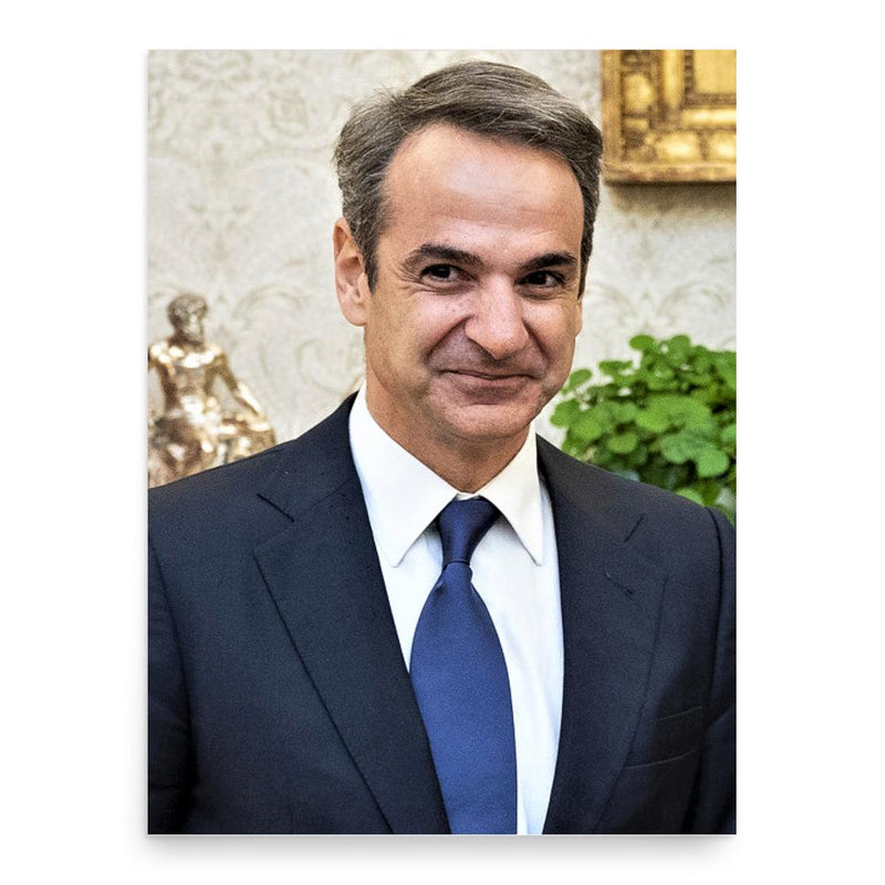 Kyriakos Mitsotakis poster print, in size 18x24 inches.