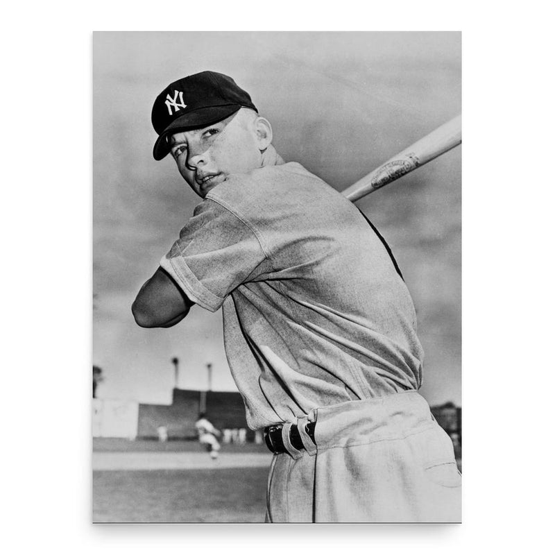 Mickey Mantle poster print, in size 18x24 inches.