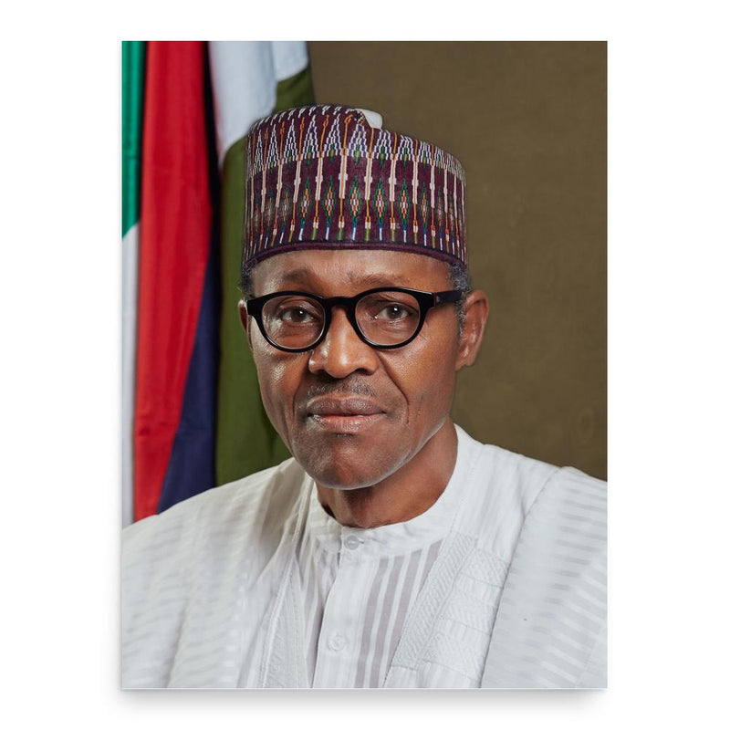 Muhammadu Buhari poster print, in size 18x24 inches.