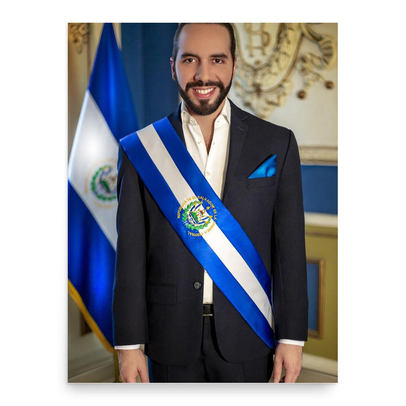 Nayib Bukele poster print, in size 18x24 inches.