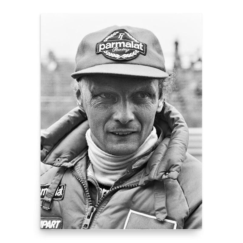 Niki Lauda poster print, in size 18x24 inches.