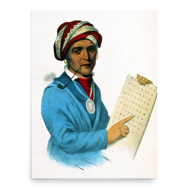 Sequoyah poster print, in size 18x24 inches.