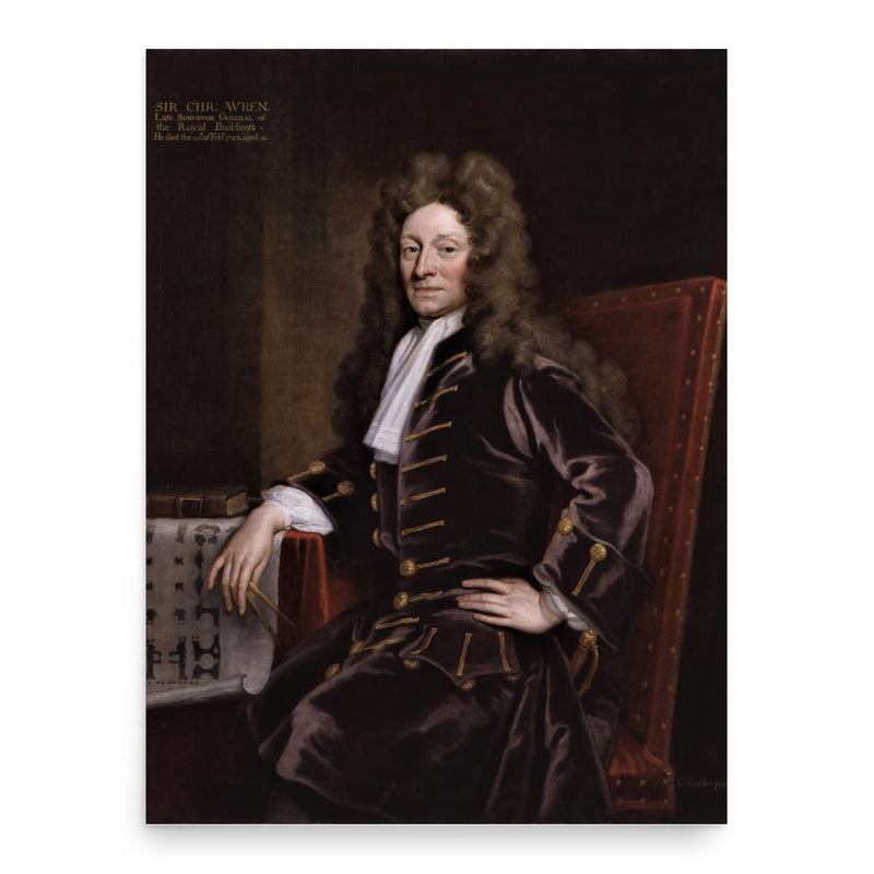 Sir Christopher Wren poster print, in size 18x24 inches.