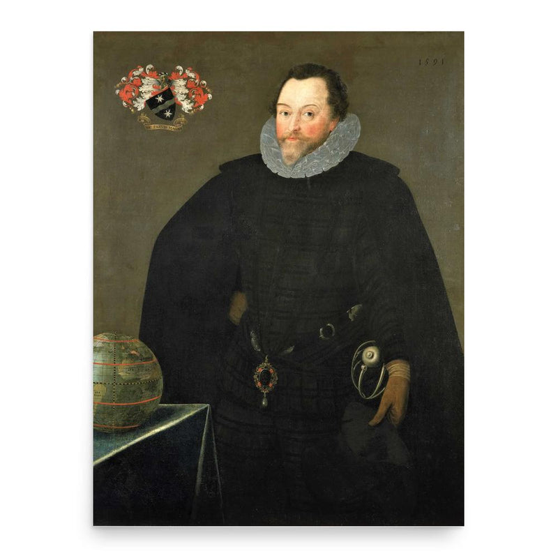 Sir Francis Drake poster print, in size 18x24 inches.