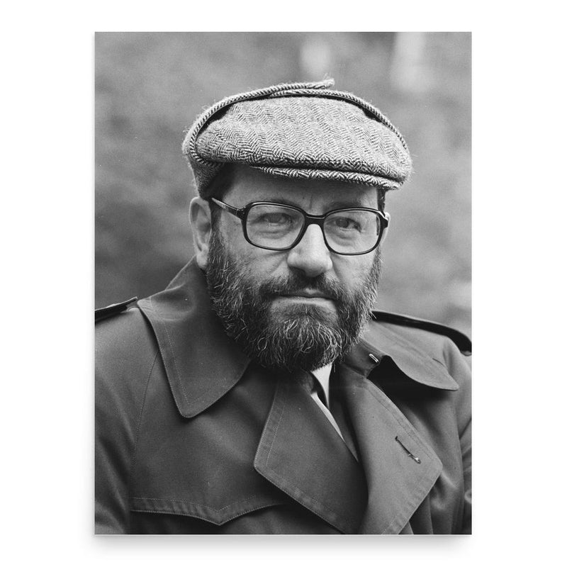 Umberto Eco poster print, in size 18x24 inches.