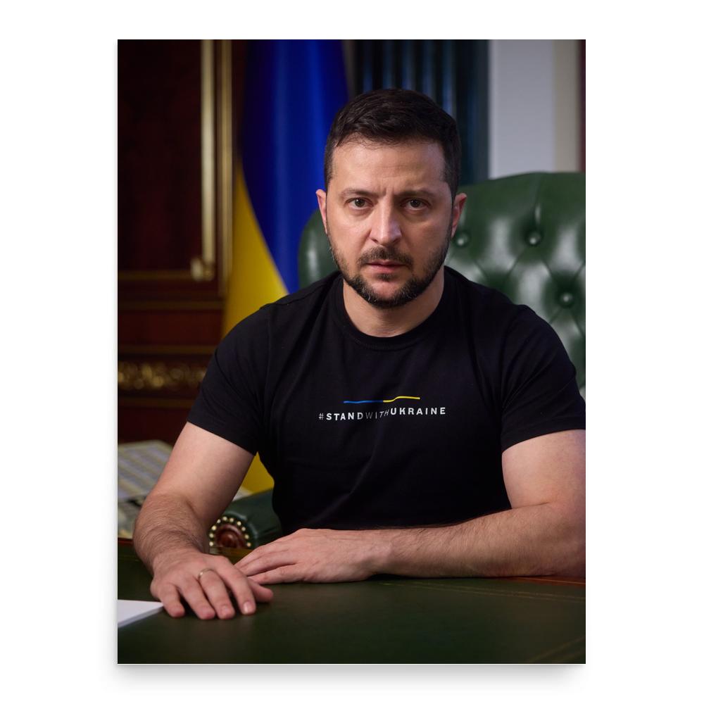 Volodymyr Zelensky poster print, in size 18x24 inches.