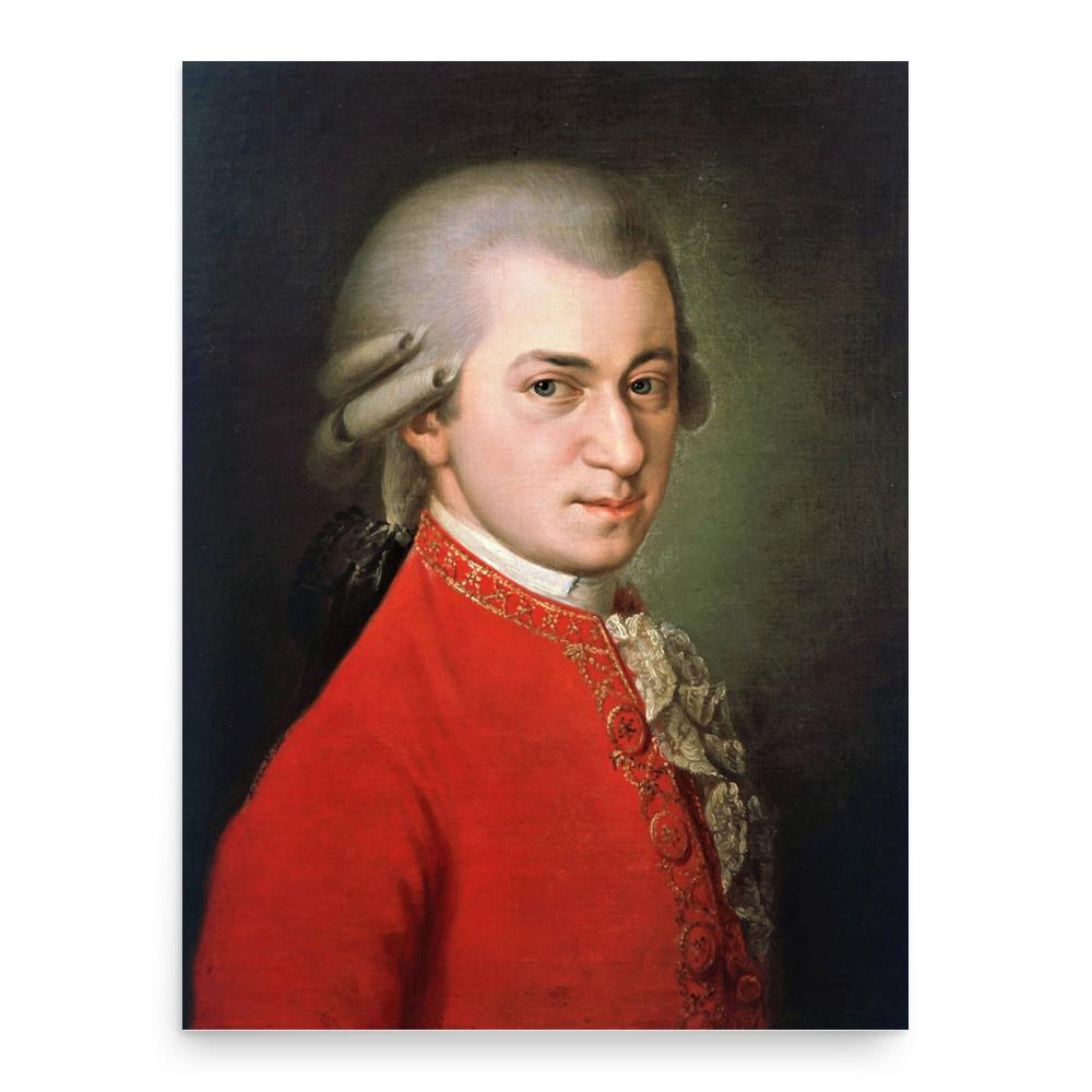 Wolfgang Amadeus Mozart poster print, in size 18x24 inches.