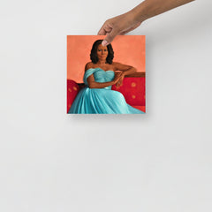 A Michelle Obama poster on a plain backdrop in size 10x10".