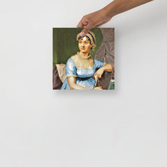 A Jane Austen poster on a plain backdrop in size 10x10”.