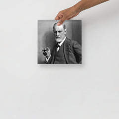 A Sigmund Freud Portrait poster on a plain backdrop in size 10x10”.