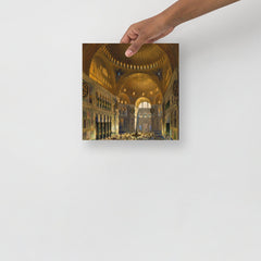 A Hagia Sophia (Aya Sofia) Church by Gaspare Fossati poster on a plain backdrop in size 10x10”.