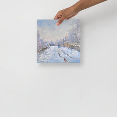 A Snow at Argenteuil by Claude Monet poster on a plain backdrop in size 10x10”.
