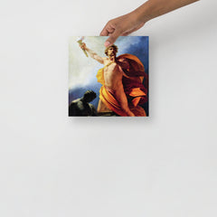 A Prometheus Brings Fire to Mankind by Heinrich Fuger poster on a plain backdrop in size 10x10”.