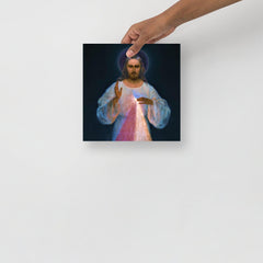 A Divine Mercy by Eugeniusz Kazimirowski poster on a plain backdrop in size 10x10”.