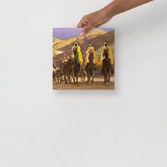 A Journey of the Magi by James Tissot poster on a plain backdrop in size 10x10”.