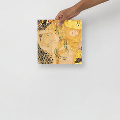 A Water Serpents I by Gustav Klimt poster on a plain backdrop in size 10x10”.