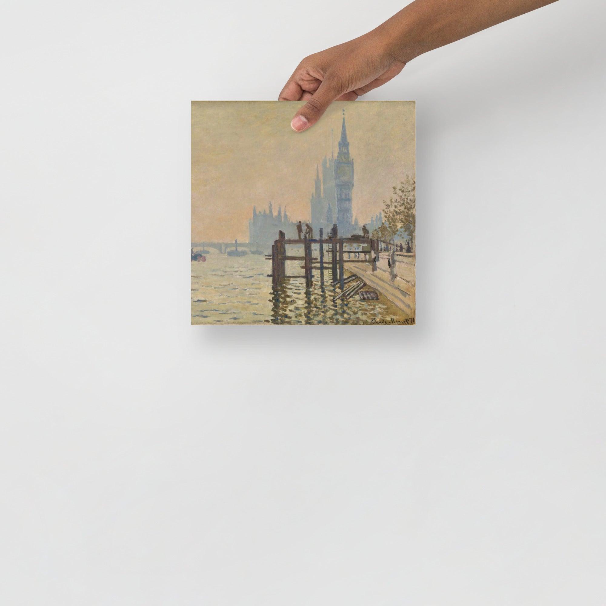 The Thames Below Water by Claude Monet poster on a plain backdrop in size 10x10”.