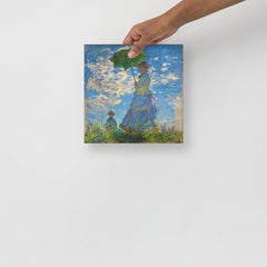 A Madame Monet and Her Son by Claude Monet poster on a plain backdrop in size 10x10”.