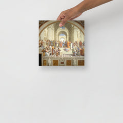 The School of Athens by Raphael  poster on a plain backdrop in size 10x10”.